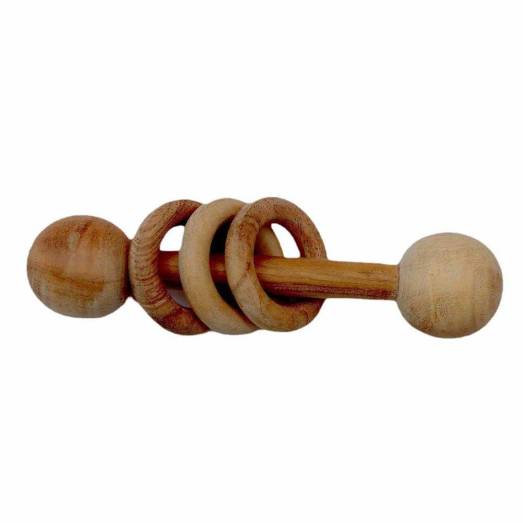 Brown Neem Wood Dumbbell Rattle Manufacturers in Odisha